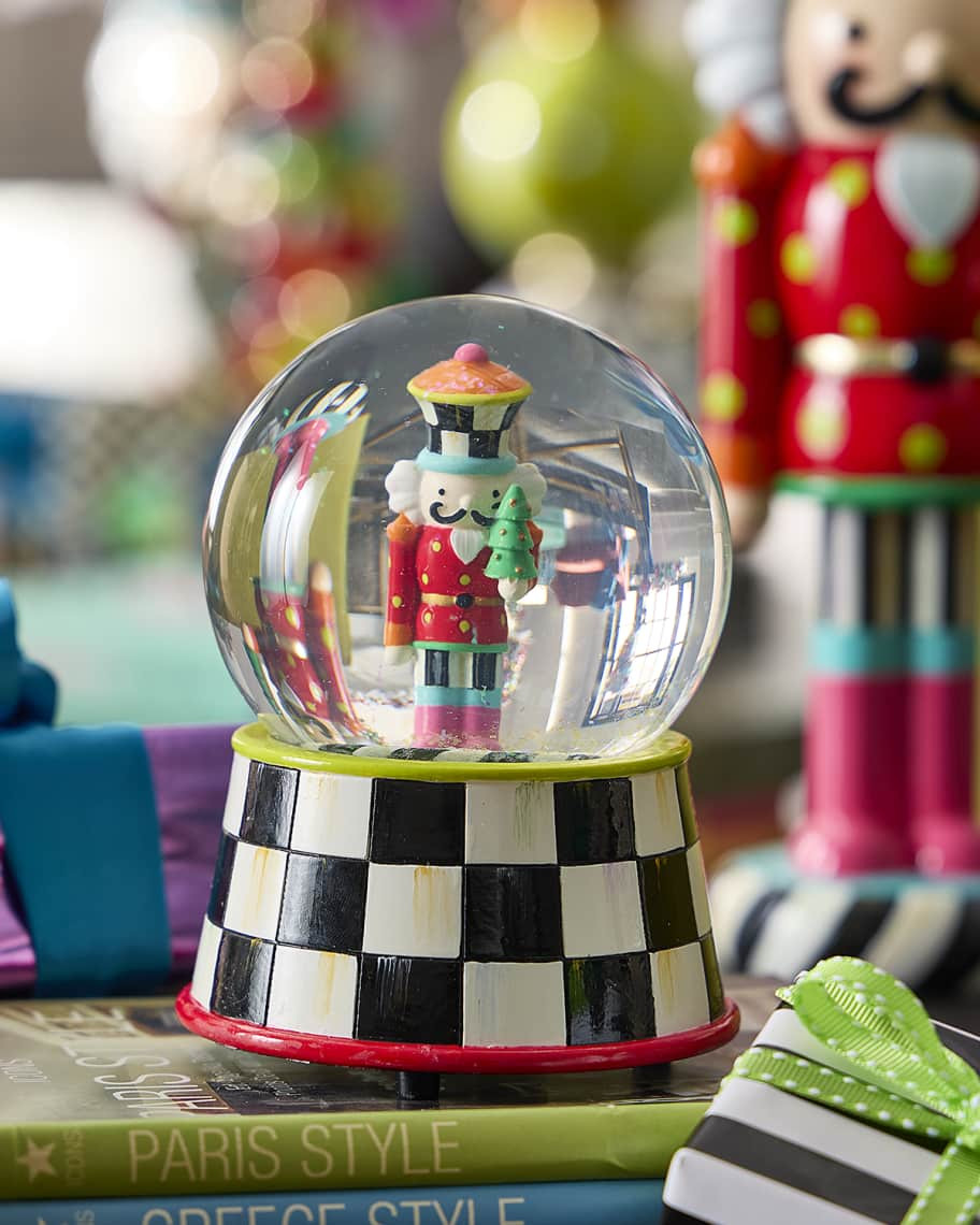 MacKenzie-Childs Confetti Christmas Nutcracker Snow Globe | Neiman Marcus