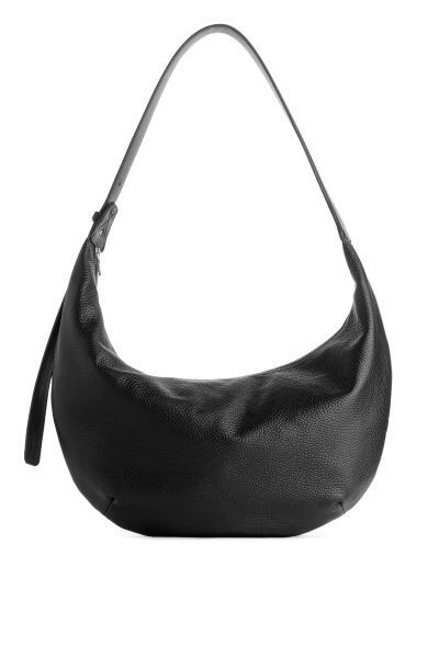 Curved Leather Bag - Black - Ladies | H&M GB | H&M (UK, MY, IN, SG, PH, TW, HK)