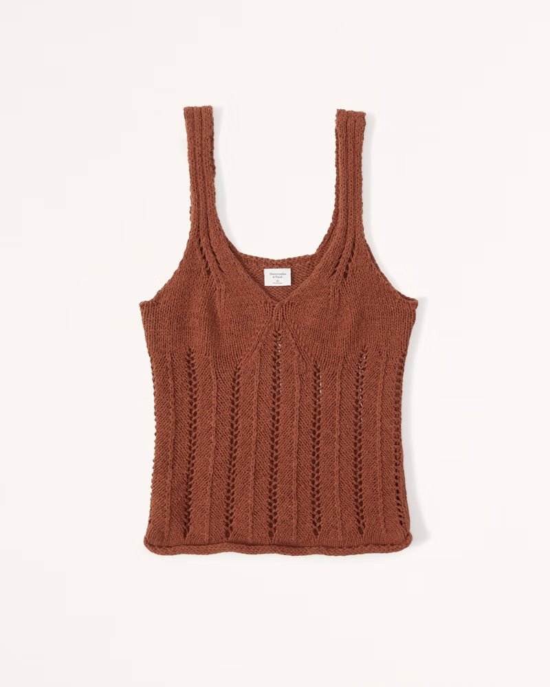Skimming V-Neck Crochet Tank | Abercrombie & Fitch (US)