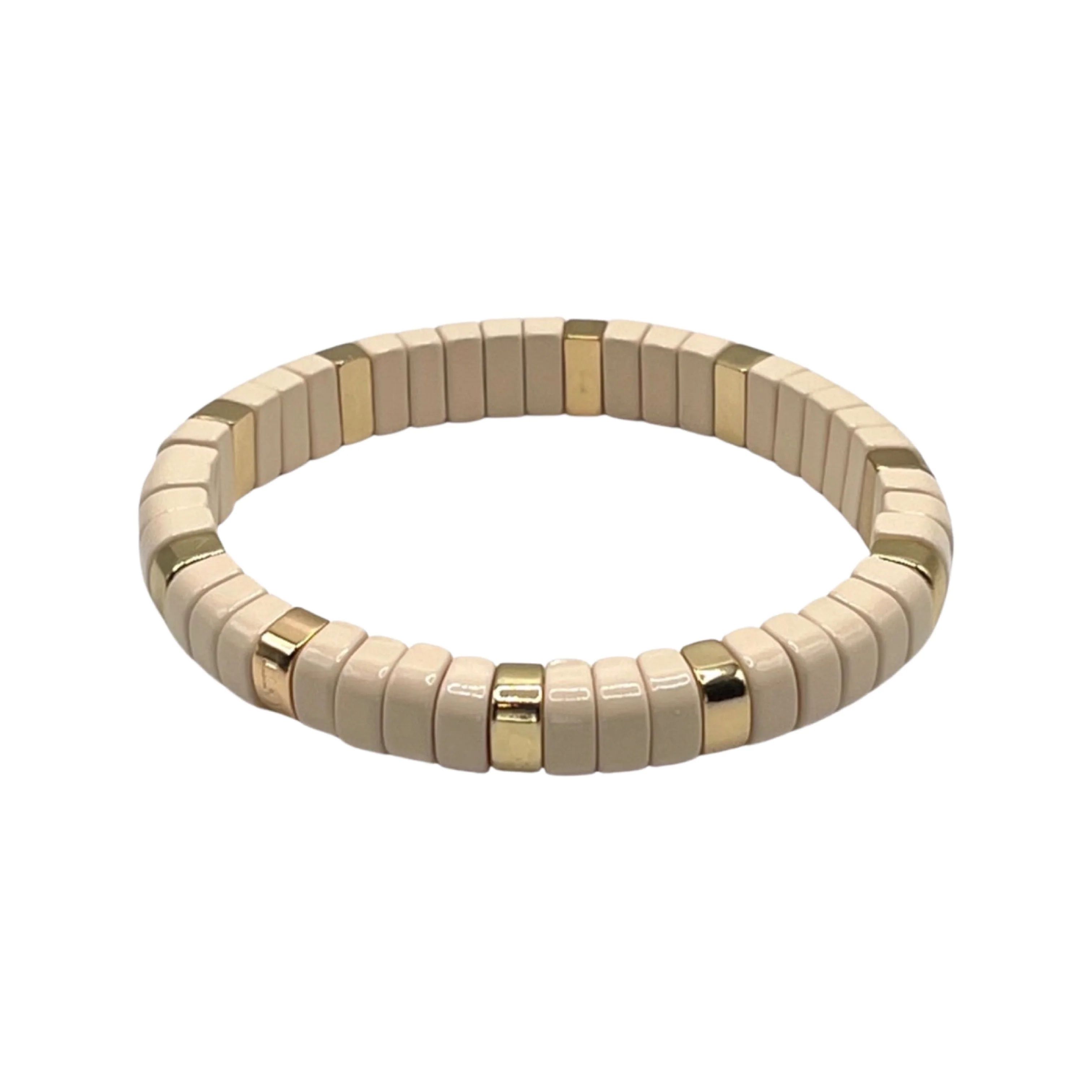 Ivory and Gold Rounded Single Bracelet | La Lumiere NY