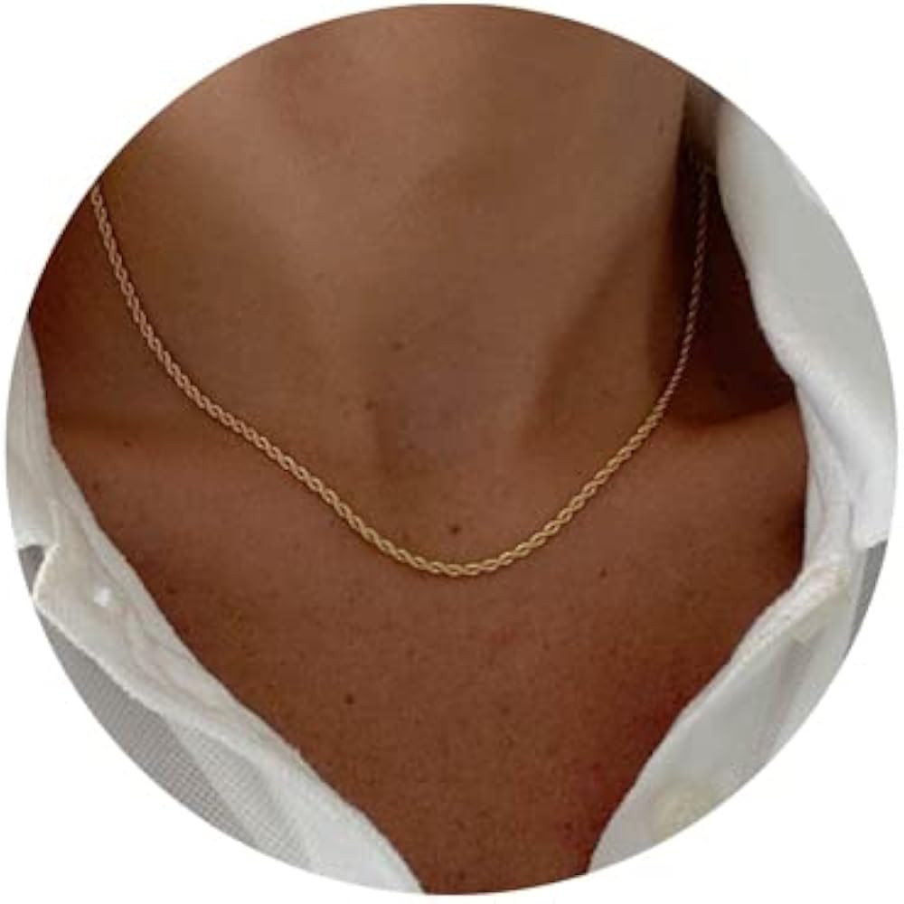 Tewiky Herringbone Necklace for Women Dainty 14k Gold Snake Chain Necklace Layered Gold Herringbone  | Amazon (US)
