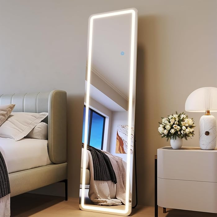 Full Length Mirror with LED Lights, LED Mirrors Full Length Floor Mirror Full Body Mirror for Bed... | Amazon (US)
