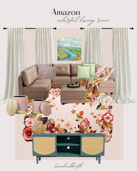 Living room - home refresh - floral rug - home decor - curtains - sectional - affordable decor- Amazon decor - Amazon home 

#LTKHome