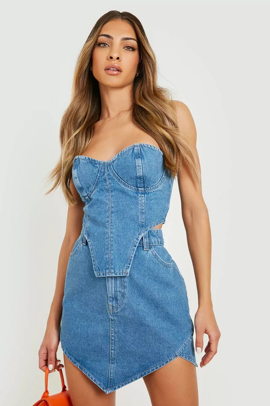 Cupped Shaping Denim Corset | boohoo (US & Canada)