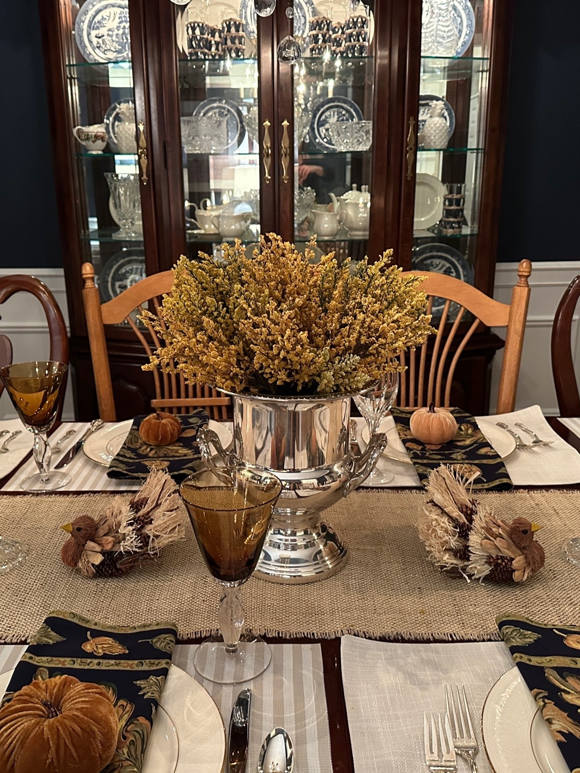 Fall centerpiece idea - perfect for Thanksgiving or any fall occasion.  Silver champagne bucket for a vase with golden stems for a Ralph Lauren fall vibe.

#LTKSeasonal #LTKHome #LTKOver40