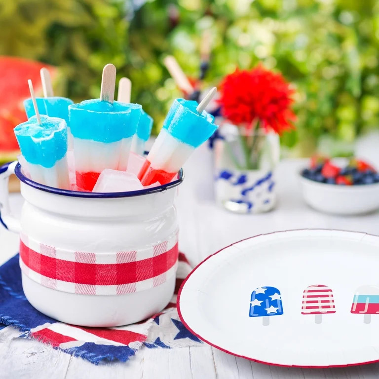 Red/White/Blue Ice Pops Disposable Paper Plates, 12", 8 Count, Patriotic by Way To Celebrate | Walmart (US)