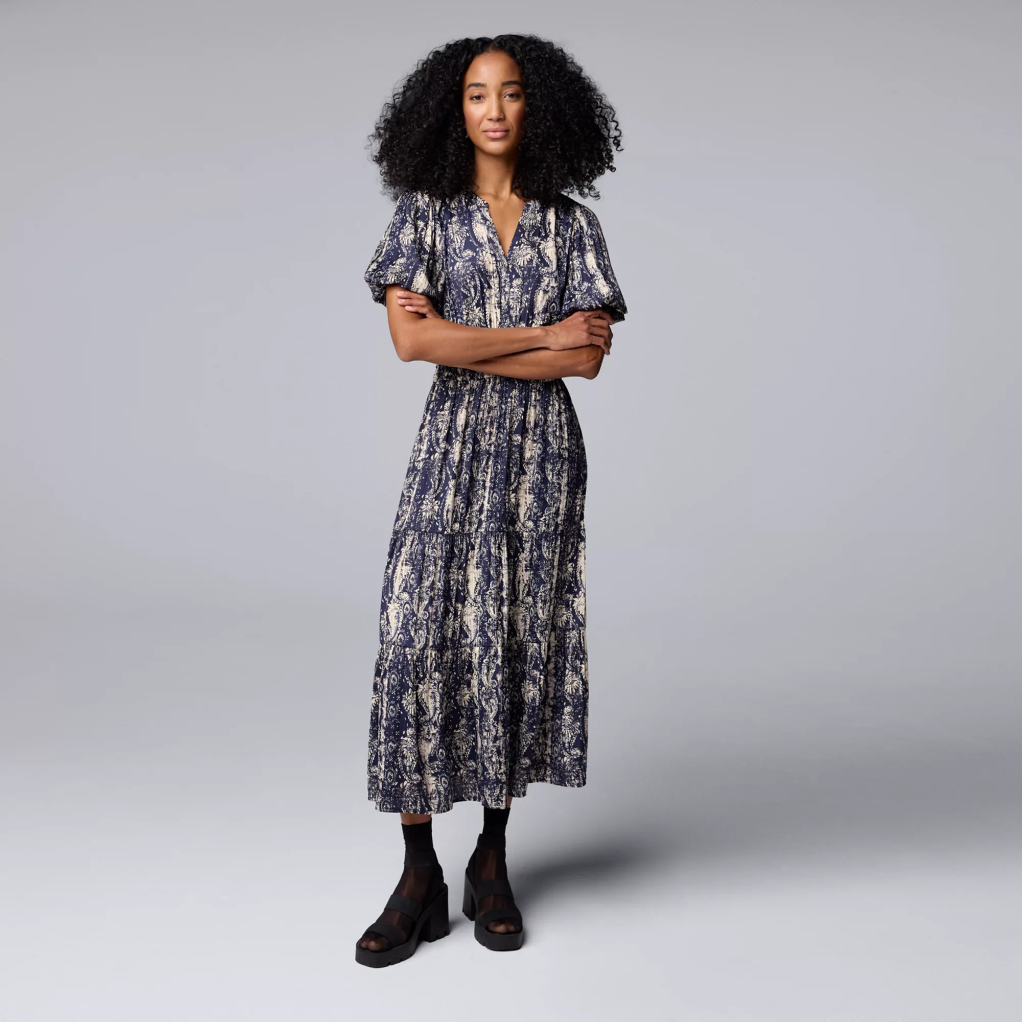 Women's Simply Vera Vera Wang Short Sleeve Maxi Dress | Kohl's