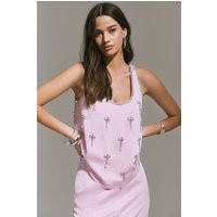 Arianna | Pink Satin Scoop-Neck Embellished Top | Club L London