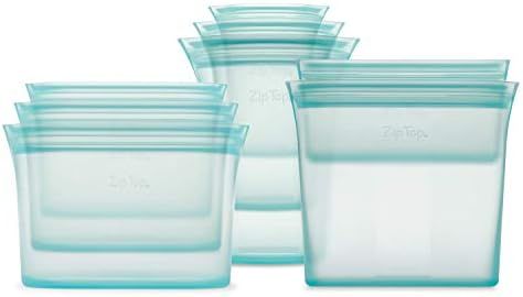 Zip Top Reusable 100% Platinum Silicone Containers - Full Set of 8 - Teal | Amazon (US)