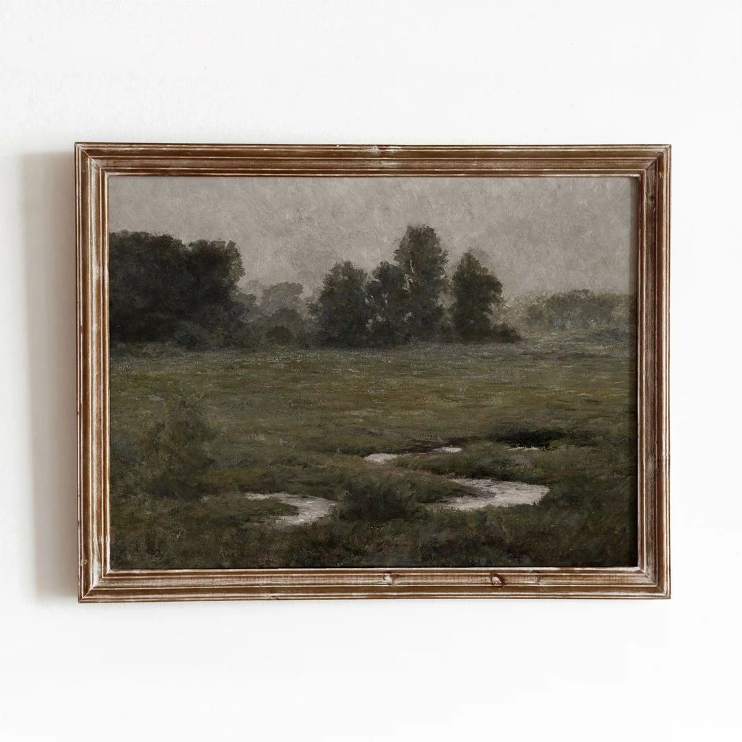 Prairie Dell Vintage Moody Landscape Painting Dark Marsh Grassland Digital Download 655 - Etsy | Etsy (US)