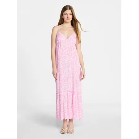 No Boundaries Sleeveless Tiered Maxi Dress, Women's XXS-XXL | Walmart (US)