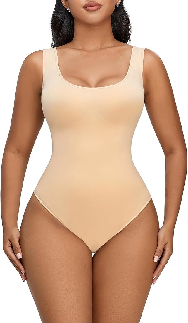 SHAPERX Bodysuit for Women Tummy Control Shapewear Scoop Neck Sculpting Thong Body Shaper Tank To... | Amazon (US)