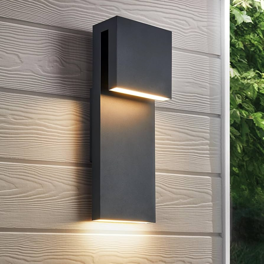 Modern LED Outdoor Wall Sconce 17W Integrated LED Outdoor Wall Mount,Anti Rust Textured Black Sui... | Amazon (US)