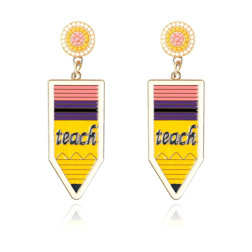 Pencil Earrings as Teacher Appreciation Gifts for Women Librarian, Colorful Dangle Teacher Earrin... | Amazon (US)