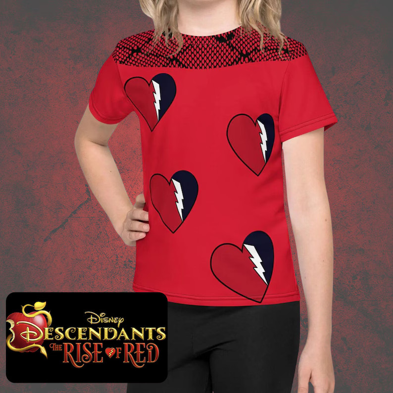 Descendants Rise of Red Kids Shirt Costume Cosplay Child Halloween Disney Tshirt - Etsy | Etsy (US)