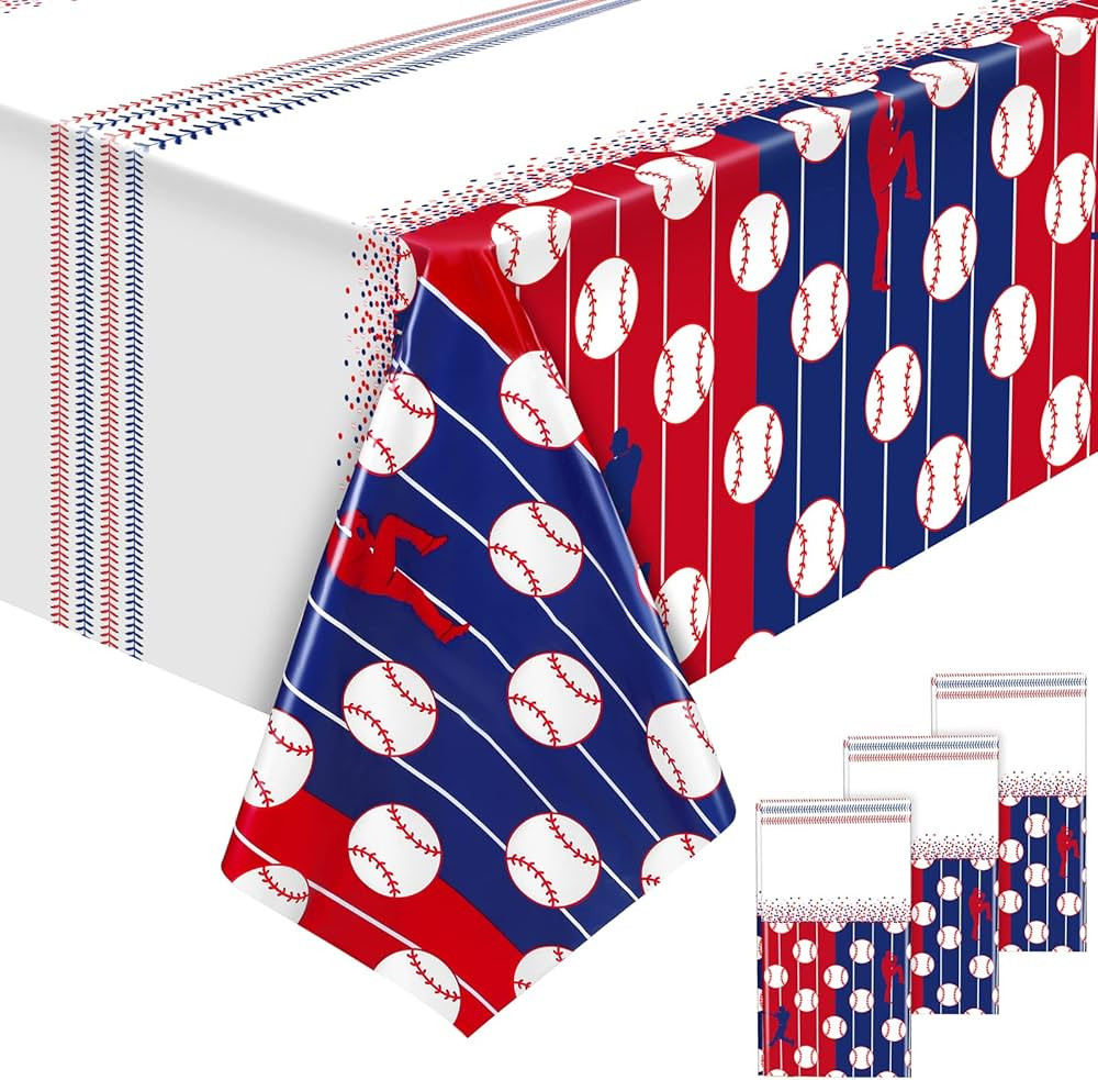 durony 3 Pieces Baseball Tablecloth Plastic Baseball Table Cover Baseball Theme Party Supplies Wa... | Amazon (US)