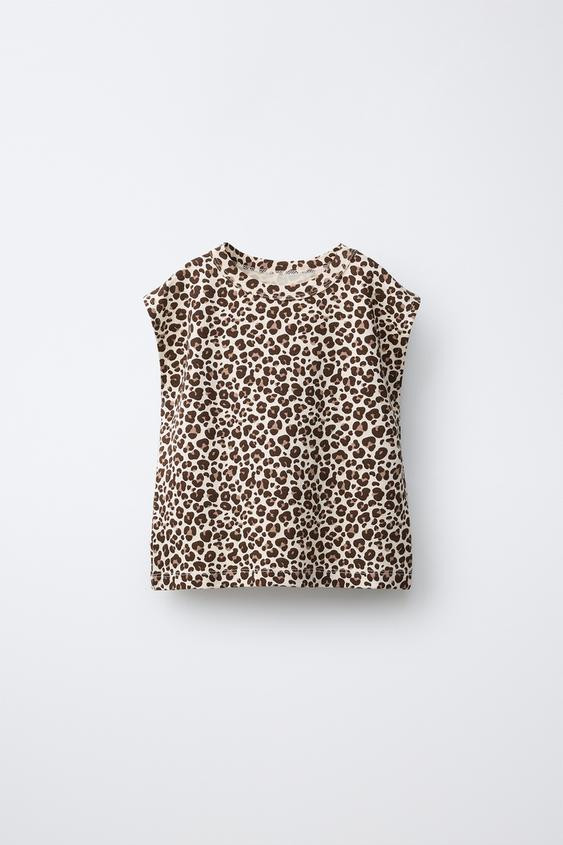 Zara - Animal Print T-Shirt - Light Beige - 4 Years (40,9 Inches) - Kids | Zara US