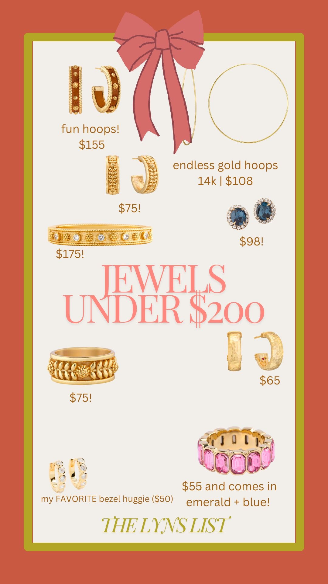 ✨ Jewels Under $200 ✨

Looking for stylish and affordable jewelry? Check out these gorgeous picks—all under $200! Perfect for gifting or treating yourself! 💎✨

💛 Berry Hoops by Capucine De Wulf – $155
💛 Endless Gold Hoops (14k) by Ring Concierge – $108
💛 Bezel Huggies by Ring Concierge – $50 (a personal fave!)
💛 Berry Bangle by Capucine De Wulf – $175
💛 Berry Vine Ring by Capucine De Wulf – $75
💛 Hammered Hoop Earrings by Loren Hope – $65
💛 Gemstone Eternity Ring by Loren Hope (in Emerald + Pink) – $55

Elevate your jewelry game with these sparkling pieces! Tap the link to shop now! 🛒✨
#JewelryLover #AffordableJewelry #CapucineDeWulf #RingConcierge #LorenHope #LTKJewelry 

 #LTKCyberWeek #LTKGiftGuide #LTKHoliday