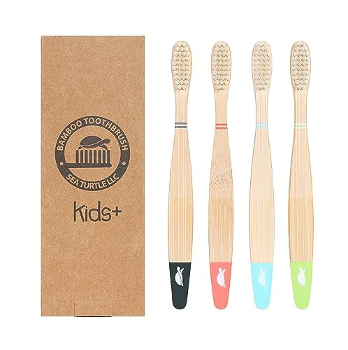 Sea Turtle Plant-Based Bristles, Bamboo Toothbrushes, Soft Natural Toothbrush for Kids (4 Pack) | Amazon (US)