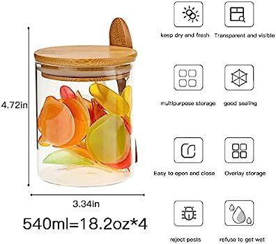4-Pack Glass Jar Containers,100% Sealed Borosilicate Glass bamboo spice jars with Bamboo Lid and ... | Amazon (CA)