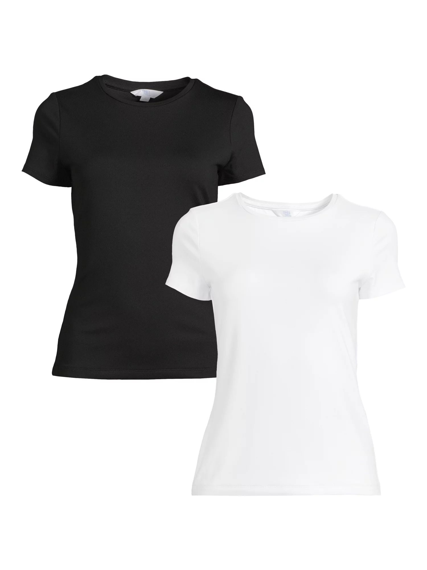Time and Tru Women's Round Neck Smooth Tee with Short Sleeves, 2-Pack, Sizes XS-XXXL - Walmart.co... | Walmart (US)
