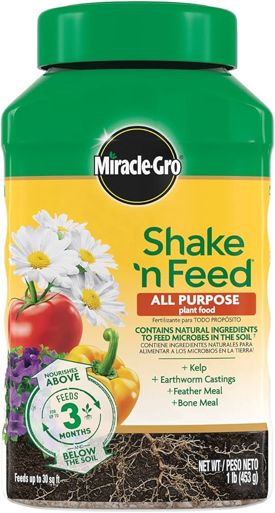 Miracle-Gro Shake 'N Feed All Purpose Plant Food, For In-Ground and Container Plants, Feeds for u... | Amazon (US)