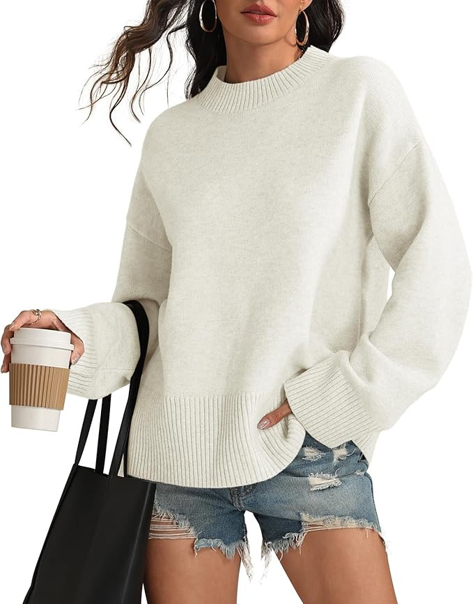 ATHMILE Sweaters for Women 2025 Fall Fashion Outfits Long Sleeve Loose Casual Crewneck Ribbed Kni... | Amazon (US)