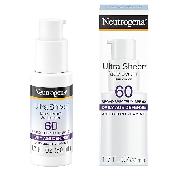 Neutrogena Ultra Sheer Moisturizing Face Serum with Vitamin E & SPF 60, All Day Facial Sunscreen ... | Amazon (US)