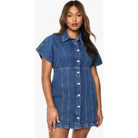 Womens Plus Button Down Denim Mini Dress - Blue - 24 | boohoo (US & Canada)