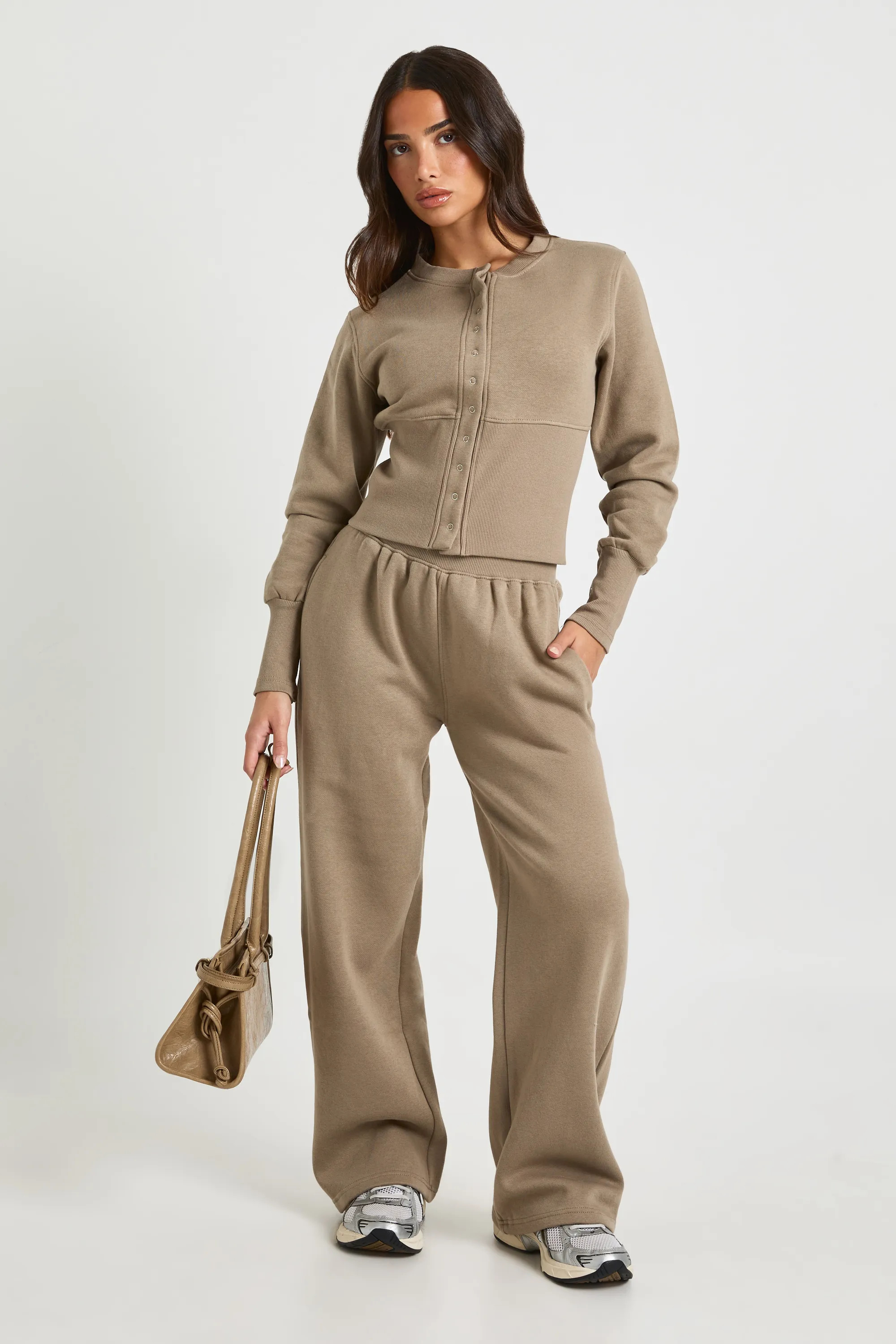 Petite Deep Hem Popper Bomber Sweatshirt Tracksuit | Boohoo.com (UK & IE)
