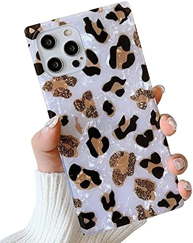KERZZIL Luxury Sparkle Leopard Pattern Compatible with iPhone 12 Pro Max Square Case, Slim Golden Gl | Amazon (US)