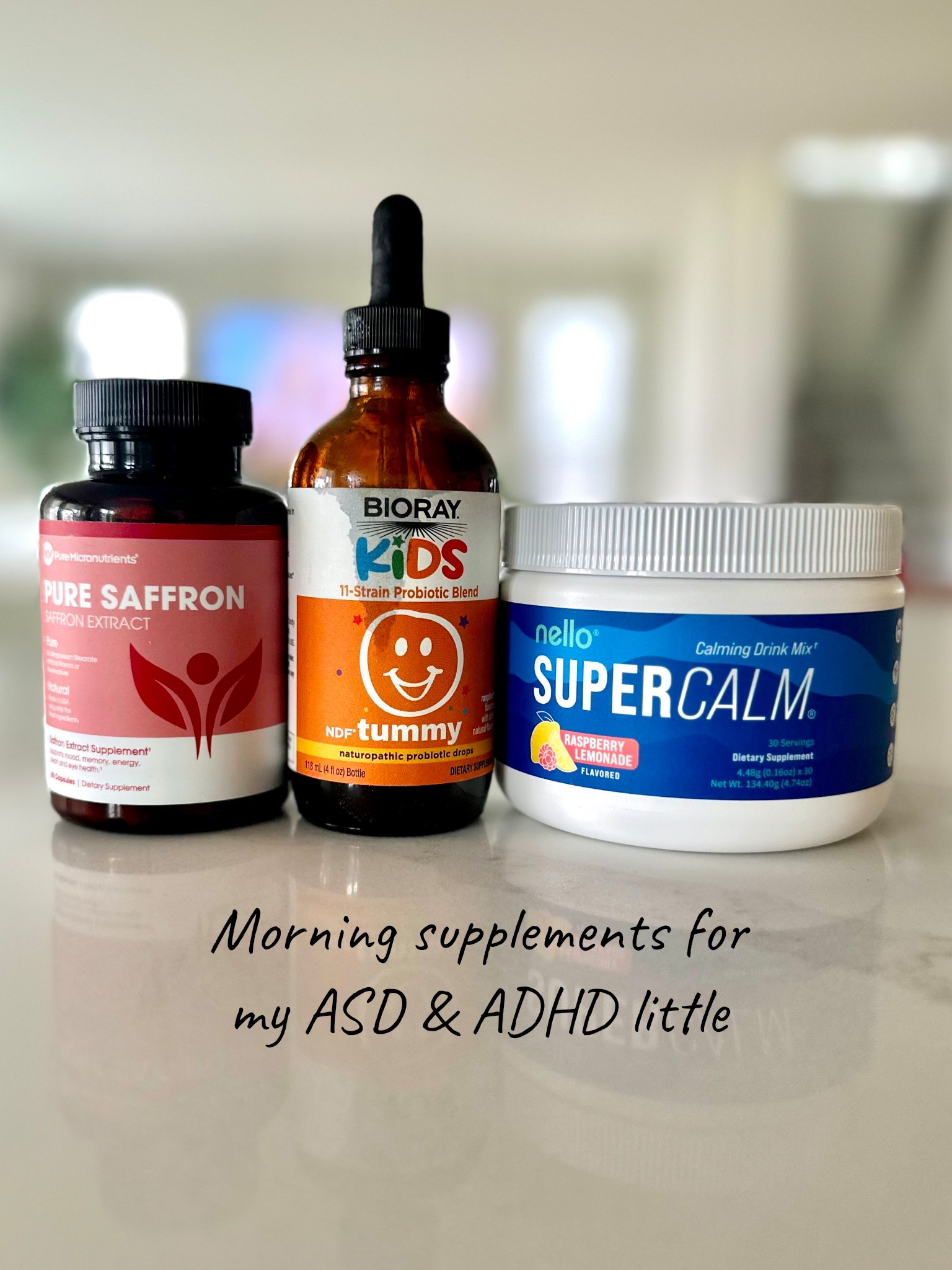 Morning supplement routine for my son 🤍 sharing what’s been working for us lately

We keep it simple but intentional—this combo has been really helpful for supporting focus, mood, and overall gut health. The saffron has been amazing for helping with hyperactivity and emotional regulation, and I’ve noticed such a difference in how he processes his thoughts and communicates.

We always include a probiotic (I rotate every few months so his body doesn’t get too used to one), and right now we’re using this one from BioRay Kids which I love.

Super Calm is our go-to to help him stay balanced and relaxed throughout the school day.

To make it easy, I crush or open anything that needs it, mix everything together in a small container with a little water, and he takes it quickly in one go. It keeps things simple and stress-free for both of us.

Just sharing what’s been working for us 💛 I’m not a doctor, so always check with your child’s provider before trying anything new

#autismmom #adhdmom #supportroutine #guthealthkids #momlifehacks #specialneedsmom