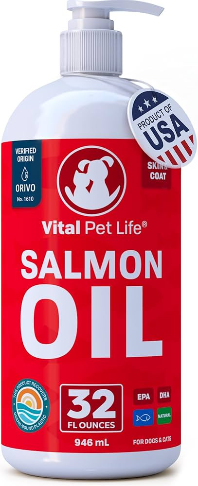 Salmon Oil for Dogs & Cats - Healthy Skin & Coat, Fish Oil, Omega 3 EPA DHA, Liquid Food Suppleme... | Amazon (US)