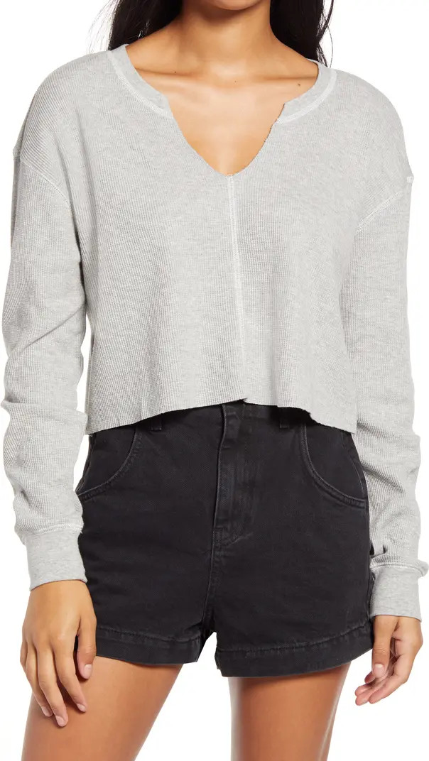 Split Neck Thermal Crop Top | Nordstrom
