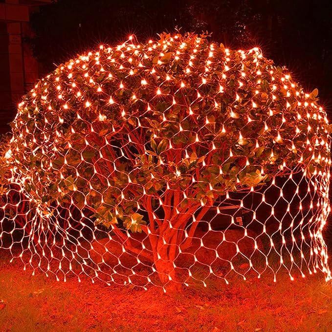 weillsnow 198 LED Orange Halloween Net Lights, 9.8FT*6.6FT Plug in Waterproof, 8 Modes Lights for... | Amazon (US)