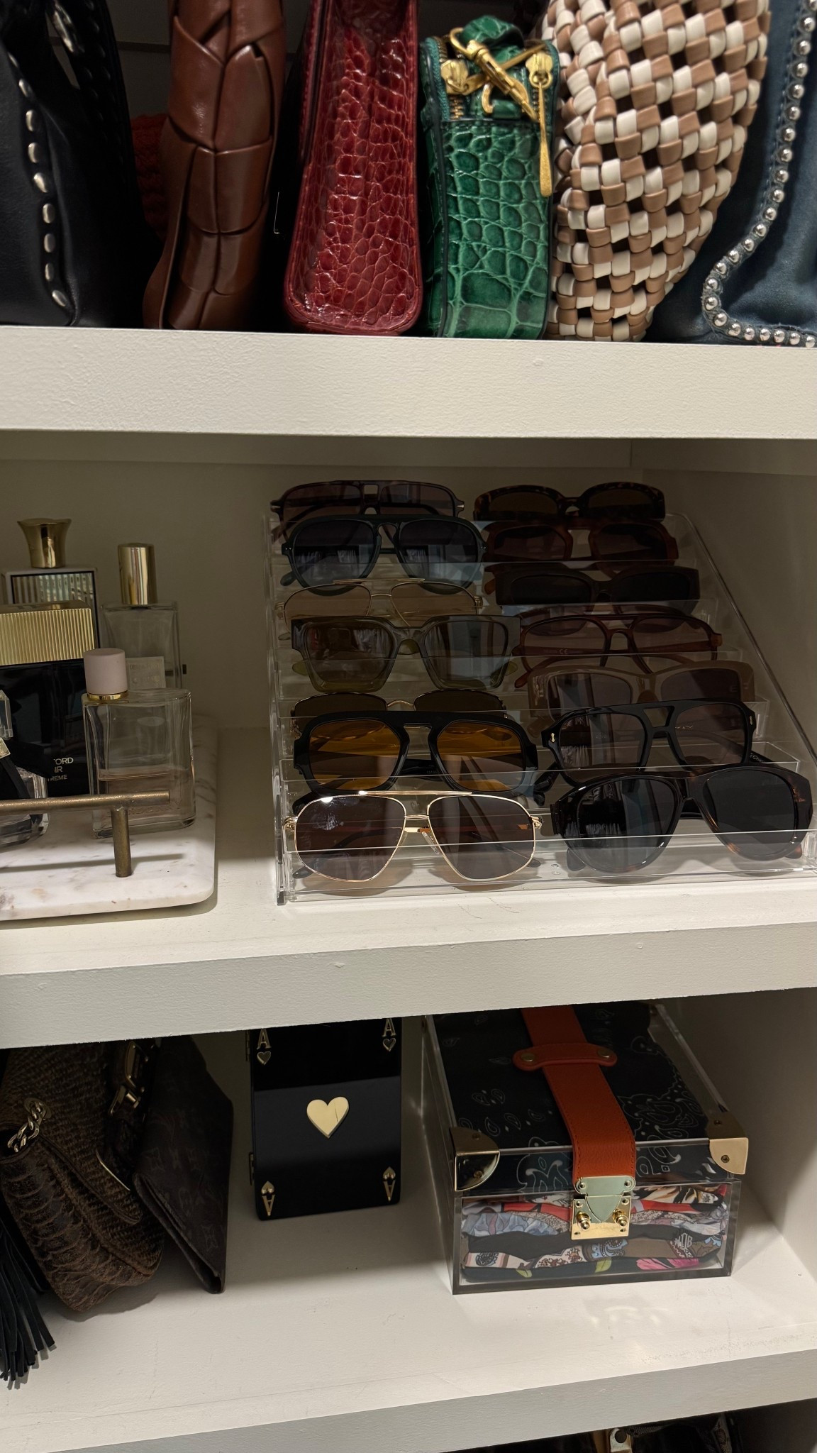 In full spring cleaning & organization mode. Nail polish rack turned sunglass holder is a game changer  

#LTKHome #LTKFindsUnder50