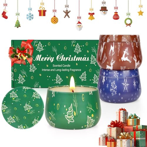 Christmas Candles Gifts for Women 3 Pack Scented Candle Gift Set 7.5oz Candles Set for Home Scented Holiday Soy Candles, Christmas Gifts for Women Men Her | Amazon (US)