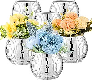 6 Pcs Disco Ball Vase Disco Ball Planter for Centerpieces Disco Ball Decor Flower Vase with Silve... | Amazon (US)