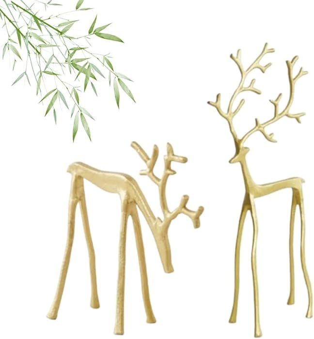 Set of 2 Black Reindeer Statues,Metal Reindeer Christmas Decoration,Christmas Decor Figurines,Ind... | Amazon (US)