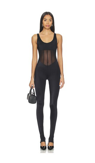 WeWoreWhat Spandex Sheer Panel Jumpsuit in Black. - size L | Revolve Clothing (Global)
