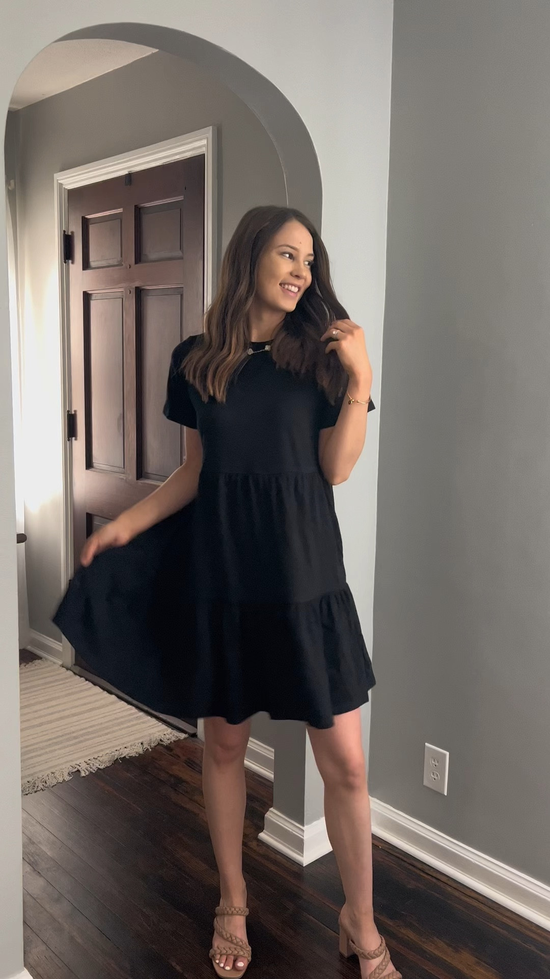 Tiered Mini Swing T-Shirt Dress