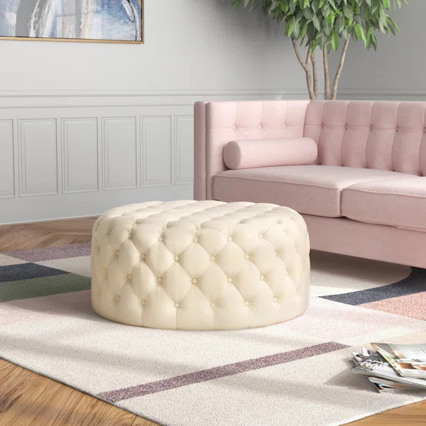 Martique 34'' Wide Velvet Tufted Round Cocktail Ottoman | Wayfair North America