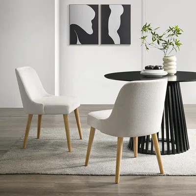 Mid-Century Modern Upholstered Dining Chair With Wooden Leg, Dining Room, Kitchen, Restruarnt Dining Chairs, Minimal Assembly Required - Set of 2 | Wayfair North America