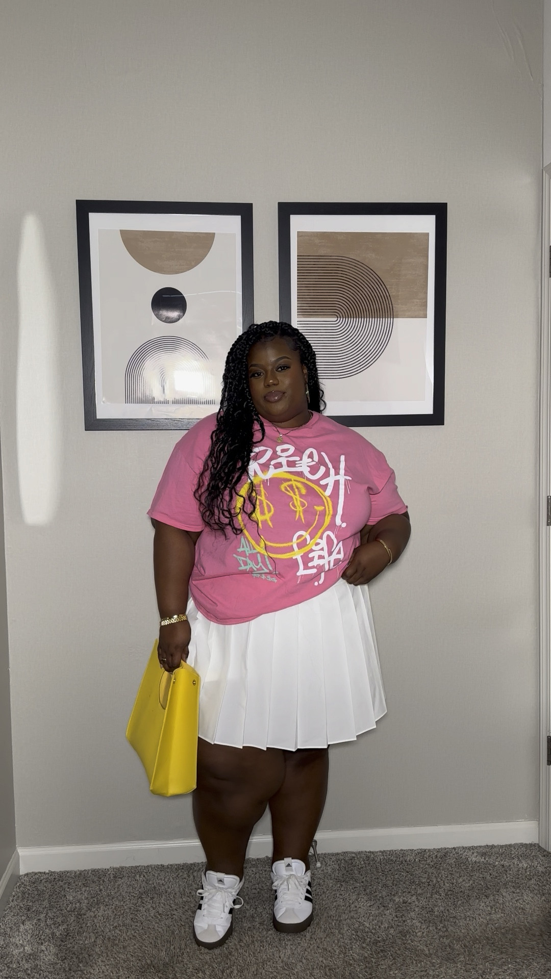 Top is from Fashion Nova “rich life smiley face tee”  (similar tops linked below) all other item are linked below! Skirt is in a 3x (suggest sizing down 1)

#LTKPlusSize