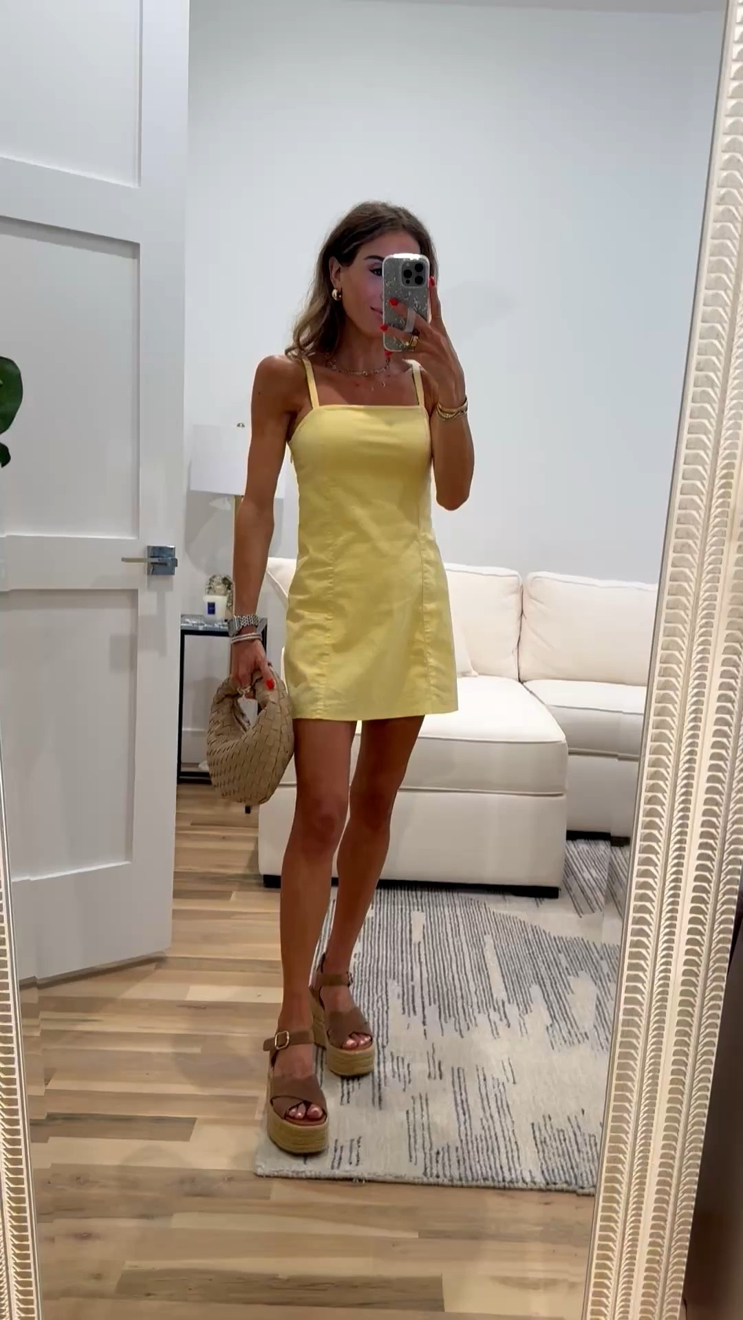 Yellow linen skort dress you’ll
Wear on repeat! Wearing xxs petite. Has built in shorts and bra. Wedges are a Chloe look for less 

#LTKSeasonal #LTKPetite