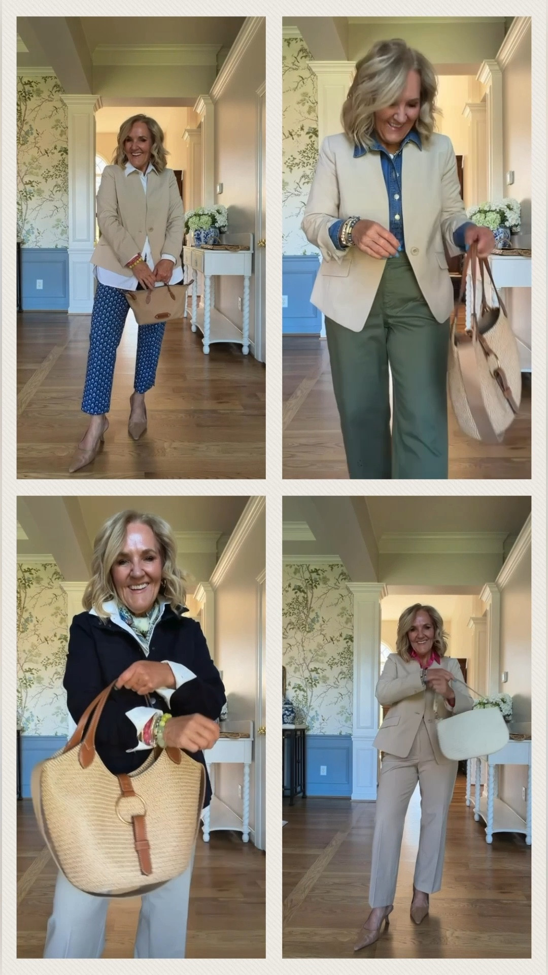 Styling this spring suit so many ways! 

Suit pants i’m wearing an eight but wish I had purchased the eight petite
Jacket I’m in a seat with his perfect
Green jeans, size 8, petite
Blue printed pants 8 petite 
Twill jacket medium petite
20% off my bracelet stack code NANETTE20

#LTKWorkwear #LTKOver40 #LTKTravel