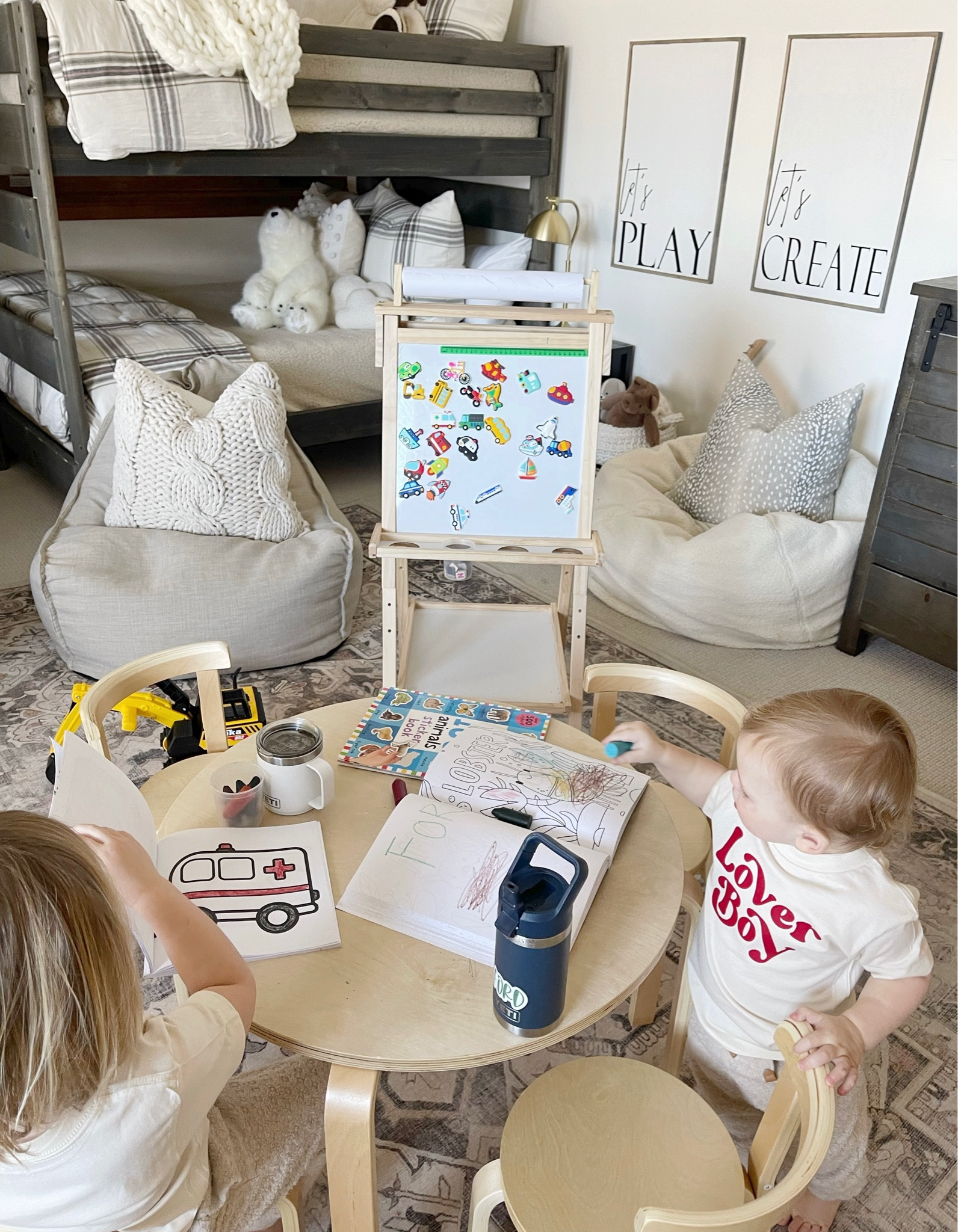 K I D S \ fun in the playroom today with our new table/chair set and coloring supplies!!

Kids bedroom
Toddler baby
Home decor
Amazon toys 
Valentine’s Day 

#LTKhome #LTKkids