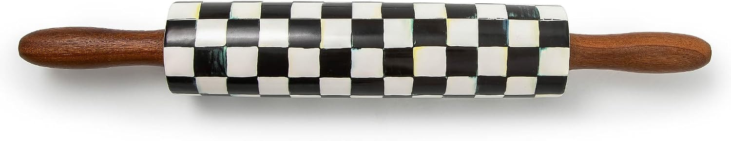 MACKENZIE-CHILDS Ceramic Rolling Pin, Black-and-White Courtly Check | Amazon (US)