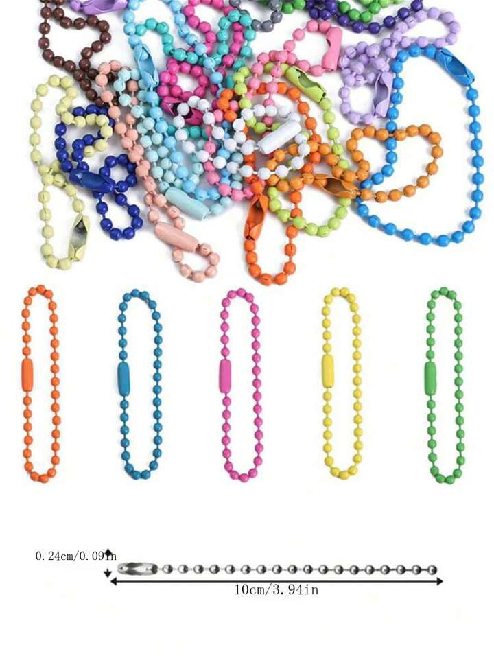 100pcs/Set Multi-Color Ball Bead Keychain With Metal Chain And Connector - DIY Jewelry Making Sup... | SHEIN