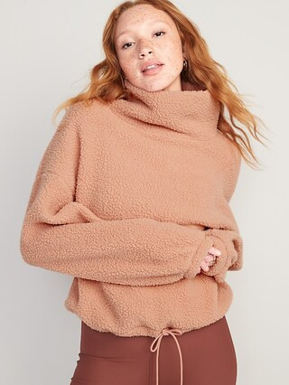 Cropped Sherpa Turtleneck Sweater for Women | Old Navy (US)